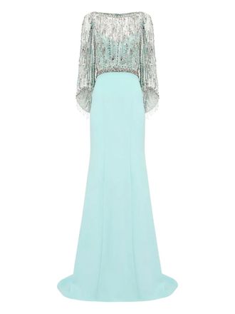 Jenny Packham Wanderlust embellished-details maxi dress - women - Nylon - 12 - Blue