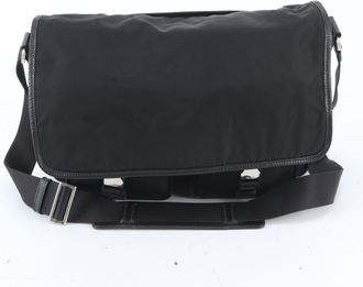 Prada Black Leather Nylon Shoulder Bag Tote Bag (Pre-Owned)