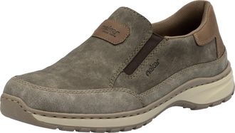 Rieker Slipper RIEKER, Herren, Gr. 40, grau (taupe, braun), Lederimitat, Basic, Schuhe Slipper, Slip-on-Sneaker, Freizeitschuh, Halbschuh mit Gummizug