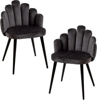 Regalos Miguel Regalos Miguel - Packs Sillas Comedor - Pack 2 Sillas Hand Terciopelo Patas Negras - Gris Oscuro