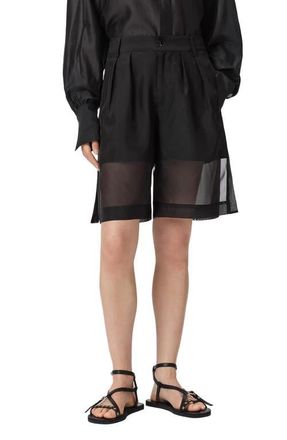 AllSaints Banu Sheer Shorts in Black at Nordstrom, Size 12 Us