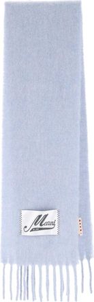 Marni Light Blue Alpaca Blend Fringed Scarf