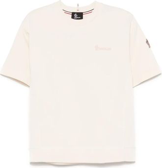 Moncler T-shirt in cotone con logo goffrato - Toni neutri