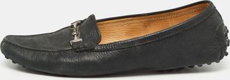 Tod's Tods Black Textured Nubuck Leather Buckle Loafers