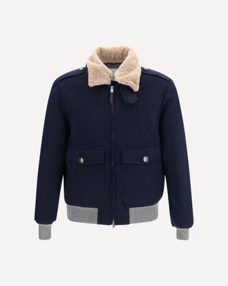 Brunello Cucinelli Cashmere beaver Jacket with shearling collar Male 54