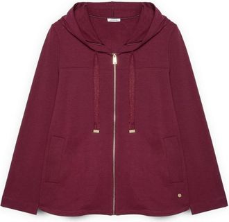 Fiorella Rubino Hoodie met trekkoord - Dames - Vesten met rits - Rood - L - Katoen - Hoodies & sweatvesten