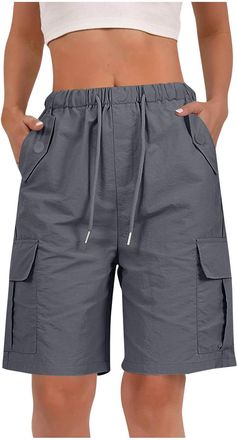 Generic Cargo Shorts Women UK Sale Clearance, Ladies Bermuda Shorts Baggy Short Cargo Pants with Multiple Pockets Summer Drawstring Elasticated Waist Half Pan