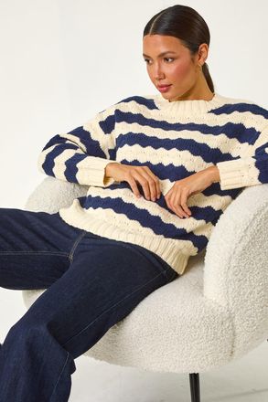 Roman Wave Colour Block Knit Jumper