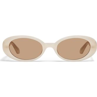 Quay Felt Cute 52mm Gradient Small Oval Sunglasses in Bone/Tan at Nordstrom