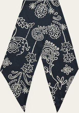 Giorgio Armani Mens Floral Artwork Silk Neck Scarf