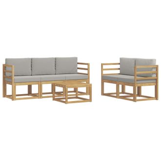 vidaXL Conjunto De Sof&aacute;s De Exterior 6 Pcs Blanco Y Gris Claro Vidaxl