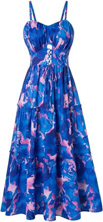 Grace Karin Dresses Women Elegant Dresses for Wedding Guests Flower Dress Beach Party Dress Casual Vintage Blue Pink Floral XXL-12