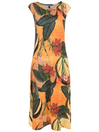 Lygia & Nanny floral leaf print midi dress - Yellow