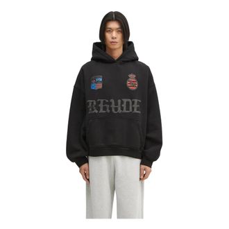 Rhude Cote DAzur Crest Oversized Hoodie - Heren - Sweatshirts & Hoodies - Zwart - Maat: L Katoen