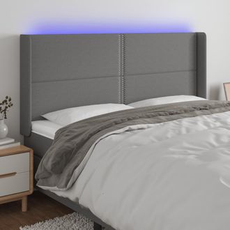 vidaXL Cabecero Con Led De Tela Gris Oscuro 203x16x118/128 Cm Vidaxl