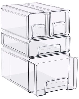 Sorbus 4Pc Clear Stackable Storage Drawers