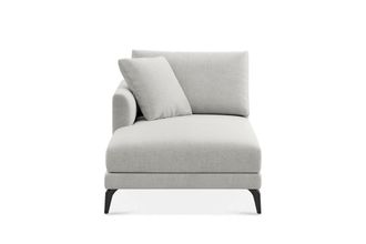 Castlery Lena Left Chaise Sofa Customized, Performance Classic Twill Medium Grey, Matte Black Legs, Spill Resistant, Removable Covers for Castlery