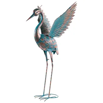 Beliani Escultura De P&aacute;jaro De Metal Hierro Hecha A Mano Animal De Pie Decoraci&oacute;n Azul Dinagat