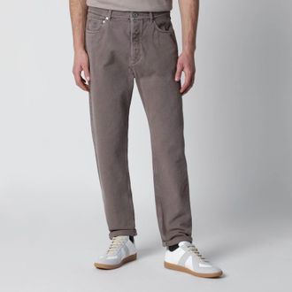 Brunello Cucinelli Beige vintage-effect jeans with turn-up hem