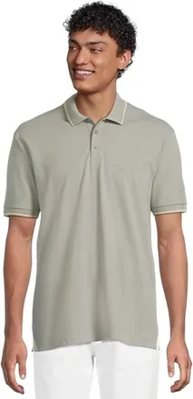 A|X Armani Exchange Polo Shirt Mens Gray Cotton Piquet Tipped Golf RED1196