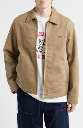 Carhartt Work in Progress Modular Script Embroidered Twill Jacket in Beige Leather at Nordstrom Rack, Size X-Large