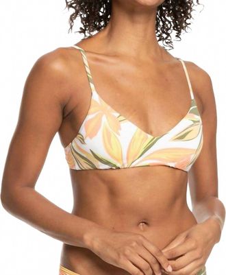 Roxy Printed Beach Classics Bra Bikini Top In Bright White Subtly Salty
