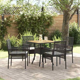 vidaXL Conjunto De Comedor De Jard&iacute;n 5 Pcs Negro Polirat&aacute;n Vidaxl