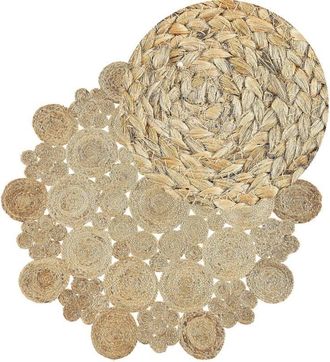 Beliani Beliani - Tappeto Rotondo in Iuta Intrecciata Beige ø 135 cm Soggiorno Boho Rustico Gerdek