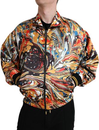 Dolce & Gabbana Multicolor Abstract Polyester Bomber Mens Jacket