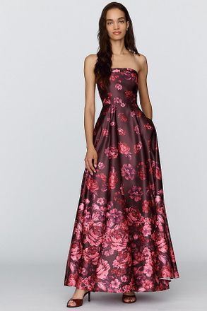 BHLDN Kira Strapless Printed Satin A-Line Maxi Dress