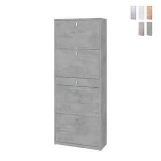 OEM Zapatero Con Cuatro Puertas Y Un Caj&oacute;n Beton Cemento 63x29x H164 Cm