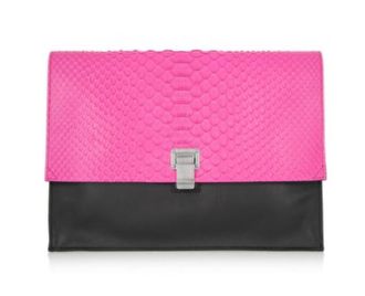 Proenza Schouler Lunch Bag neon python and leather clutch