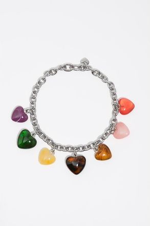 Bimba & Lola Multicolor Resin Hearts Necklace in Green at Nordstrom