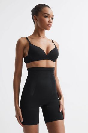 Spanx Shapewear High Rise Mid-thigh Shorts, Black, Size: L