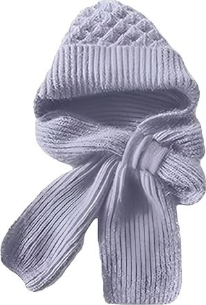 Generic Winter Versatile Knitted Hooded Scarf for Women, Warm Windproof Cap Scarf, Soft Knit Hooded Scarf for Cold Weather (Blue)