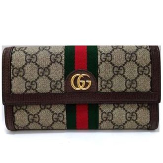 Gucci Black Brown Gg Supreme Canvas Long Wallet (Bi-Fold) (Pre-Owned)