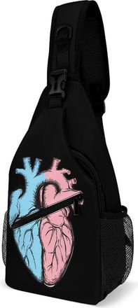 Generic Transgender Heart Trans Proud Unisex Shoulder Bags Casual Crossbody Chest Bag Sling Backpack for Hiking Cycling Travel