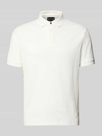 Emporio Armani Slim Fit Poloshirt mit Strukturmuster in Offwhite, Gr&ouml;&szlig;e XXL