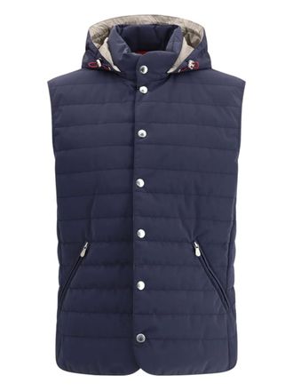 Brunello Cucinelli hooded buttoned gilet - Blauw