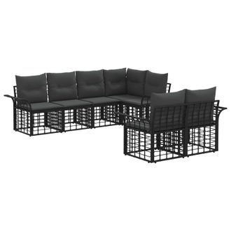 vidaXL Conjunto De Sof&aacute;s De Exterior 7 Pcs Negro Y Gris Oscuro Vidaxl