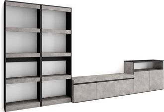 Skraut Home Skraut Home - Muebles De Sal&oacute;n Para Tv, Conjunto De Muebles Comedor, 370x186x35cm, Para Tv Hasta 65, Mueble Televisi&oacute;n, Estilo Moderno, Gris Cemento