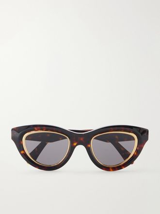 Loewe Occhiali Da Sole In Acetato Tartarugato E Metallo Dorato Con Montatura Cat-eye Anagram