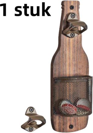 OEM 1 Pieza, Cesta De Almacenamiento Para Tapones De Botellas, Abrebotellas De Pared, Abrebotellas Decorativo Para La Barra De La Cocina, Marr&oacute;n