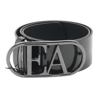 Emporio Armani Belts, female, Black, Size: 80 CM Leather waist belt with logo buckle