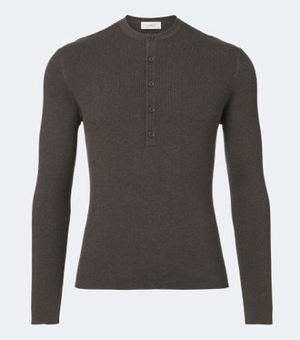 Lisa Yang Falk cotton and cashmere Henley shirt