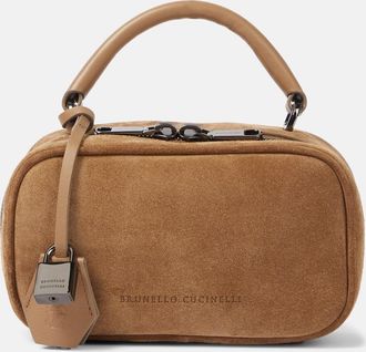 Brunello Cucinelli Borsa Foulard Mini in suede e pelle