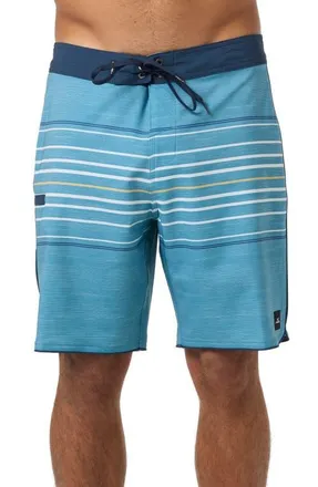 O'Neill Hyperfreak Heat Stripe Swim Trunks in Stormy at Nordstrom, Size 40