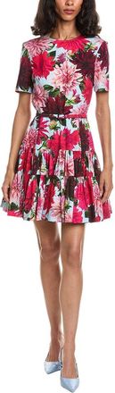 Oscar De La Renta Tiered Skirt Poplin Dress