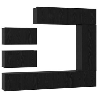 Berkfield Home TV Cabinet Set with Shelf Wall-mounted Other with Storage with Do in Black