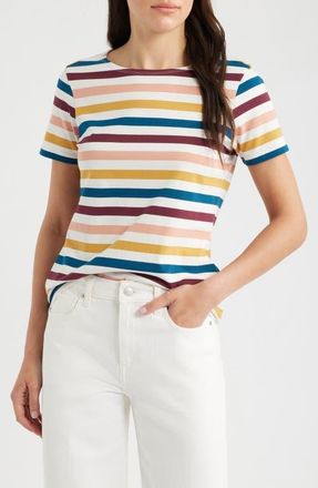 Seasalt Cornwall Sailor Stripe T-Shirt in Quad Scallion Rosehip at Nordstrom, Size 10 Us